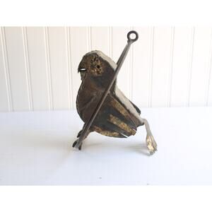 Iron Hanging Sculpture of a Bird on a Perch | Artist Signed | Unique Metal Art